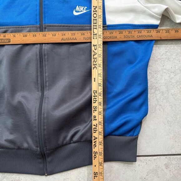 Vintage 80s Nike Swoosh Track Jacket Streetwear Size L Gray Blue - Picture 8 of 8